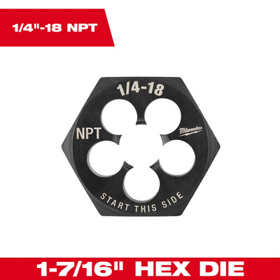 Milwaukee 1/4&quot;-18 NPT Hex Die