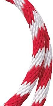 Solid Braid Poly Red/White Derby Rope, 5/8&quot;