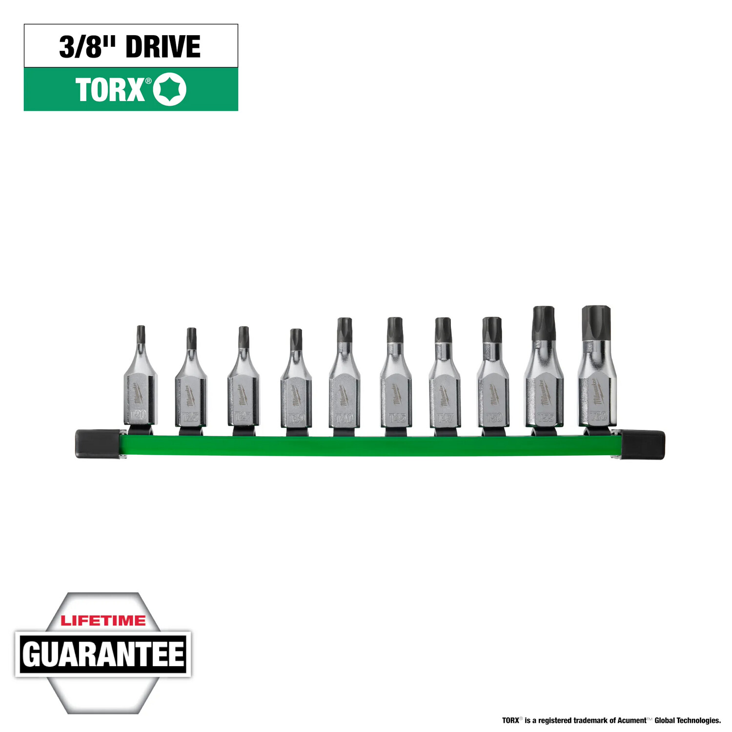 Milwaukee 3/8&quot; Drive FourFlat™ 10Pc Torx Bit Socket Set, T20-T60