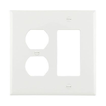 Eaton PJ826W Unbreakable Mid-Size Duplex White Recept/Deco Cover, 2G
