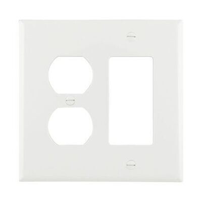 Eaton PJ826W Unbreakable Mid-Size Duplex White Recept/Deco Cover, 2G