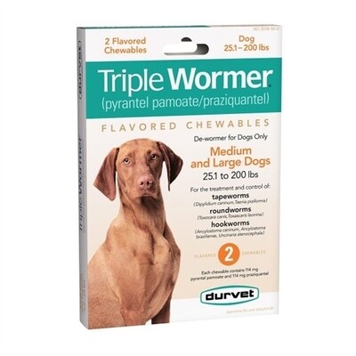 Durvet 011-17703 Triple Wormer for Large Dogs, 2Ct