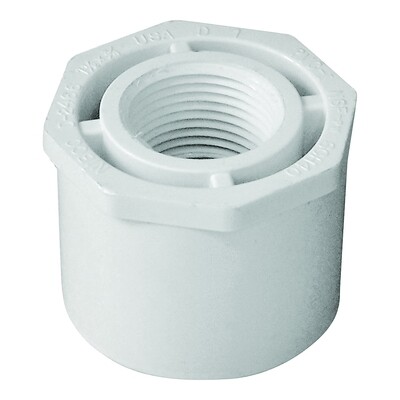 LASCO 438210BC PVC Reducer Bushing, 1-1/2&quot;X3/4&quot;, Spigot X FNPT