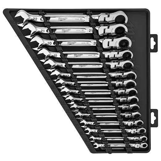Milwaukee Flex Head Ratcheting Combo Wrench Set, 15Pc METRIC