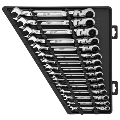 Milwaukee Flex Head Ratcheting Combo Wrench Set, 15Pc METRIC