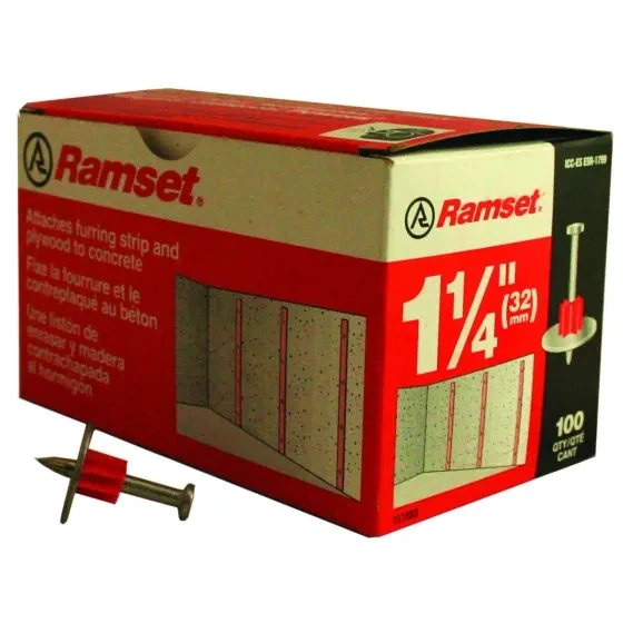 Ramset 00800 Washered Pins, 1-1/4&quot;  100BX