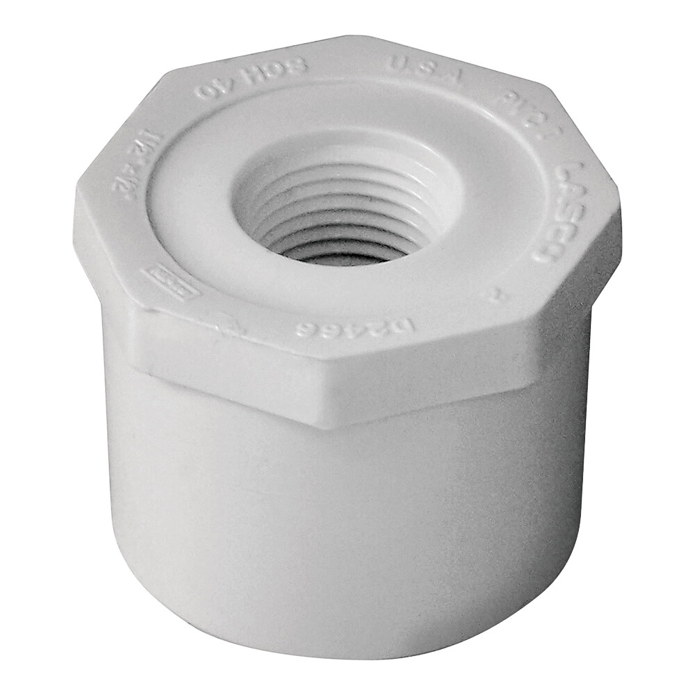 LASCO 438209BC PVC Reducer Bushing, 1-1/2&quot;X1/2&quot; Spigot x NFPT