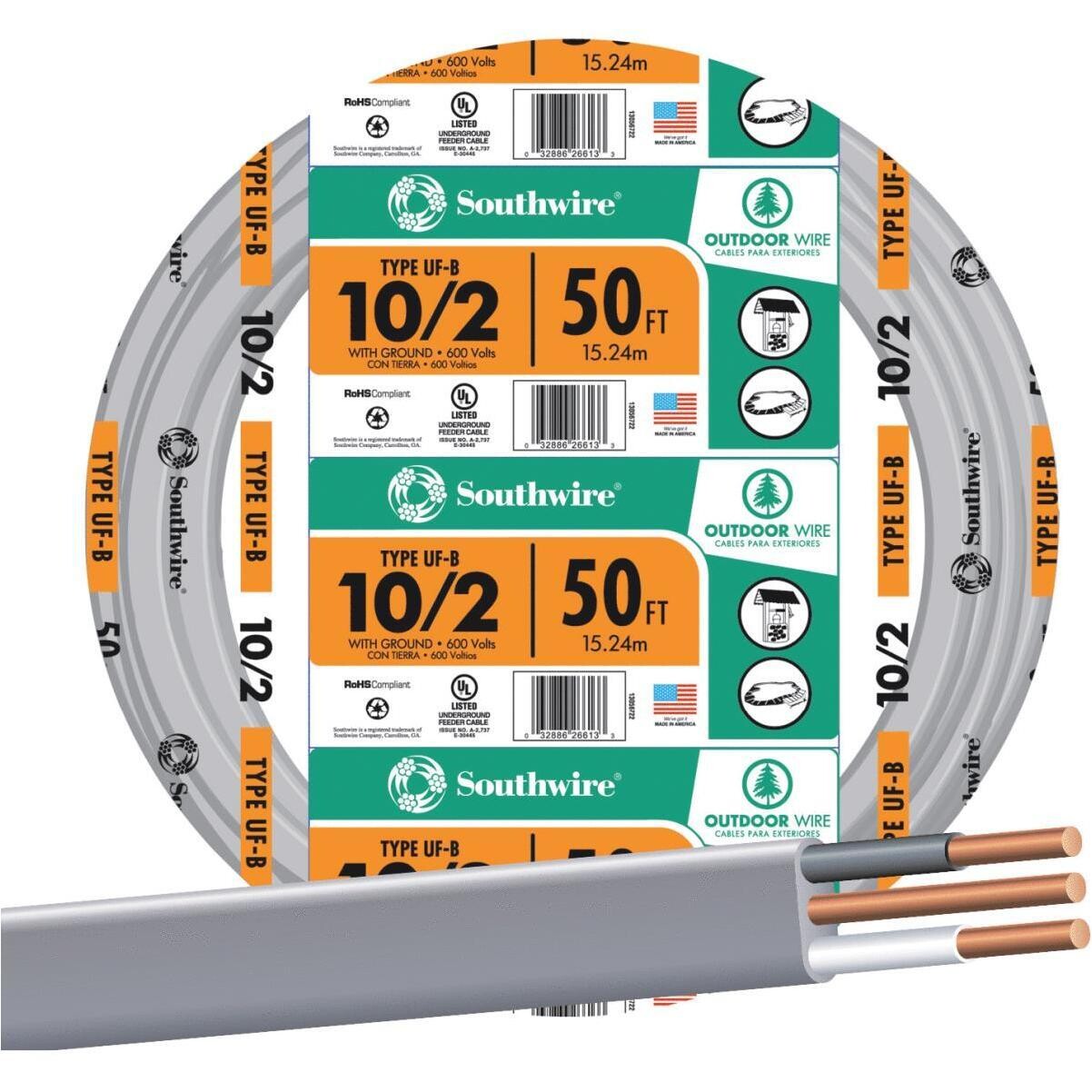 Southwire 10/2UF-WGX50Ft Building Wire