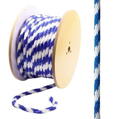 Solid Braid Poly Blue/White Derby Rope, 5/8&quot;