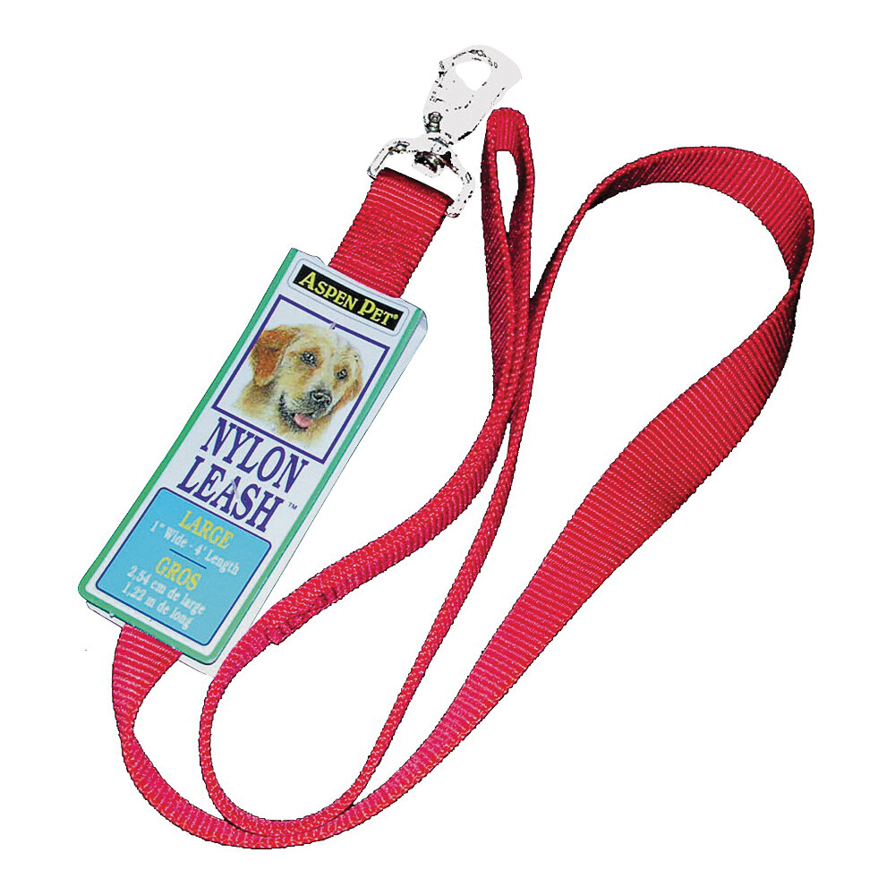 Nylon Single Red Leash, 1&quot;x4Ft