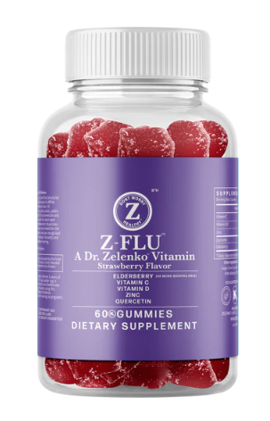 Z-Flu Vitamin Gummies, Elderberry, Vitamin C, Vitamin D3, Zinc, Quercetin,  60-Ct