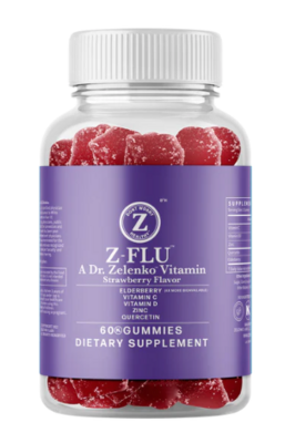 Z-Flu Vitamin Gummies, Elderberry, Vitamin C, Vitamin D3, Zinc, Quercetin,  60-Ct