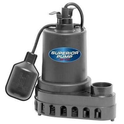 Superior Pump 92370  Plastic Sump Pump, 1/3HP, 48GPM