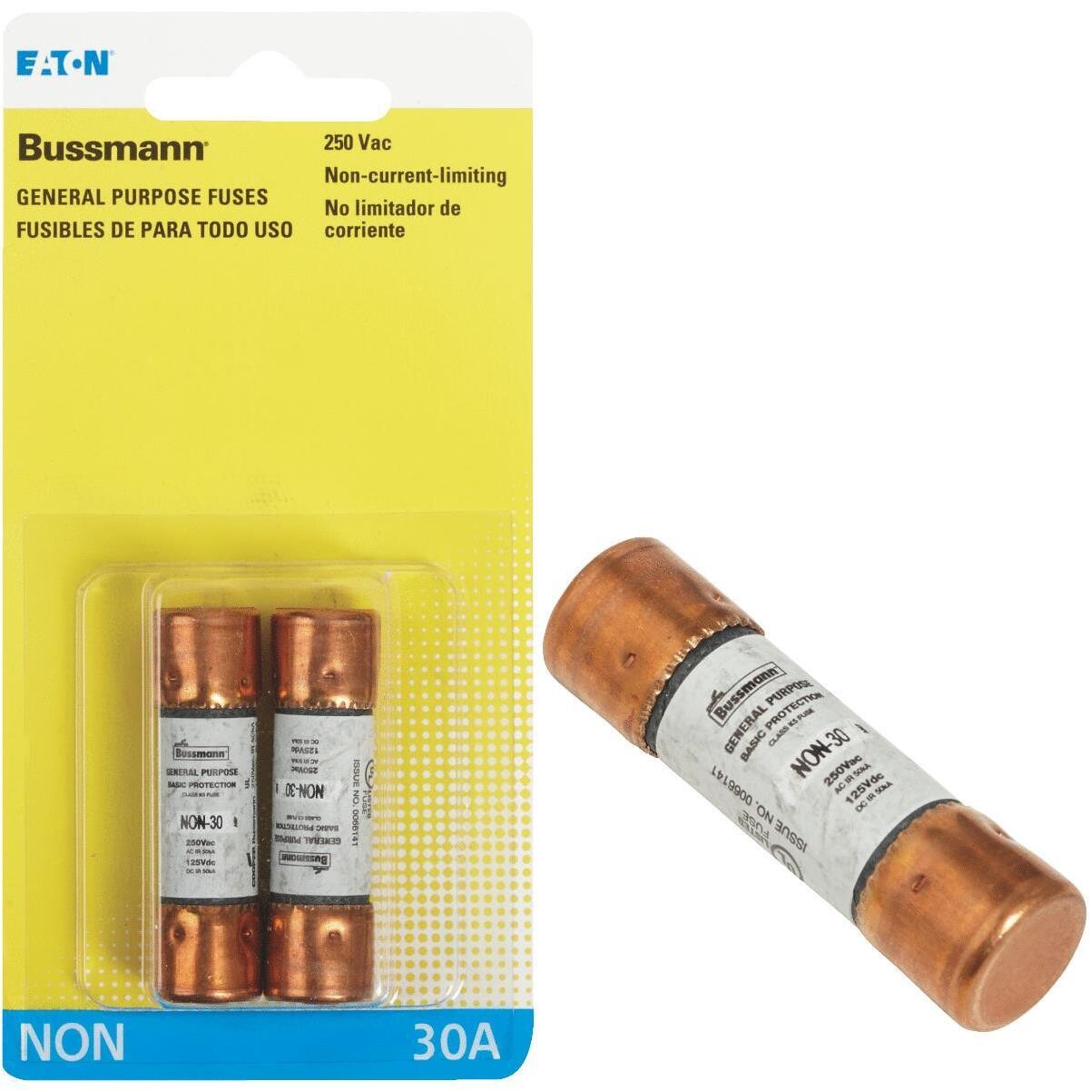 Bussman BP/NON-30 Non-Delay Cartridge Fuse, 30A 2pk