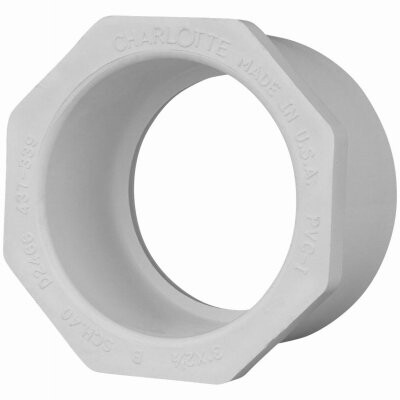LASCO 437251BC SCH40 PVC Reducer Bushing, 2&quot;X1-1/2&quot; Spigot x Slip