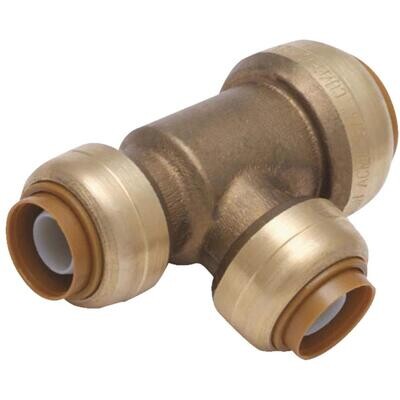 Sharkbite U412LFA Brass Tee, 3/4&quot;X3/4&quot;X1/2&quot;