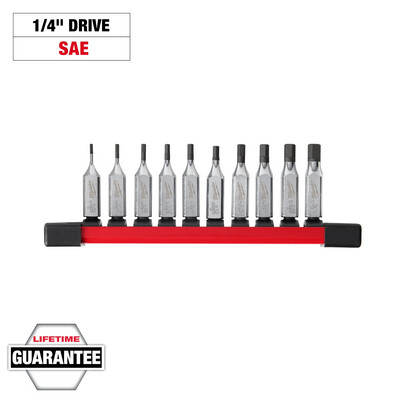 Milwaukee 1/4&quot; Drive SAE FourFlat™ 10Pc Hex Bit Socket Set, 1/16&quot;-1/4&quot;