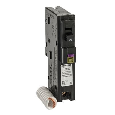 Square D HOM20DFC Homeline CAFCI/GFCI Circuit Breaker, 20A 1-Pole, w/Pig-tail