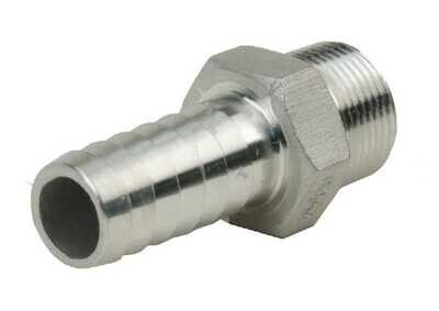 SS Male Adaptor, 1/2&quot;MP X 3/8&quot; Barb