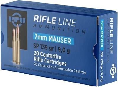 PPU Rifle Line 7mm Mauser Ammo 139G  20Pk