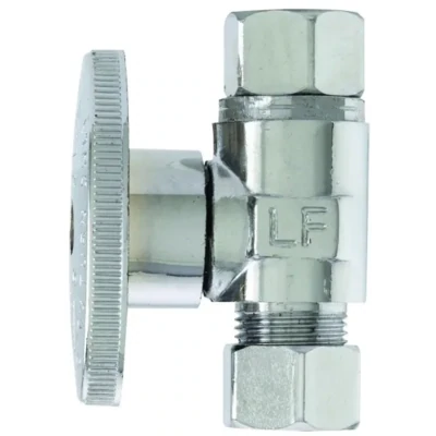 PlumbPak PP2072LF/BG Chrome Straight Compression Ball Valve, 3/8&quot;C X 3/8&quot;C