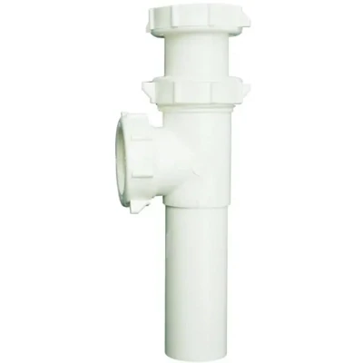 PlumbPak PP66-8W White Plastic End Outlet Tee &amp; Tailpiece, 1-1/2&quot;