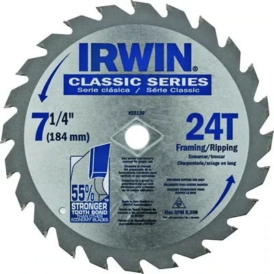 Irwin 25130 Classic Circular Saw Blade, 7-1/4&quot; 24T