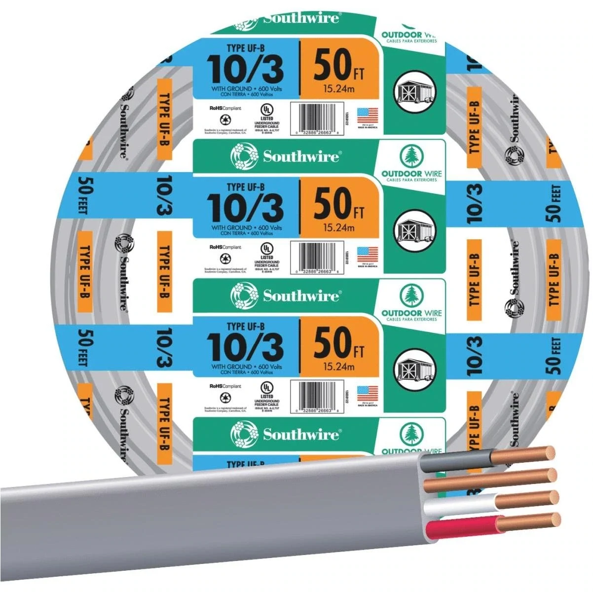 Southwire 10/3UF-WGX50 Building Wire