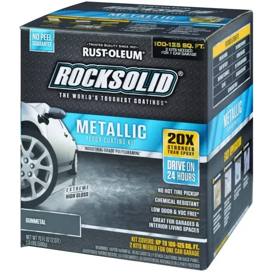 Rustoleum 299743 RockSolid Hi-Gloss Gunmetal Garage Floor Coating Kit