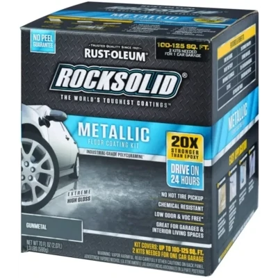 Rustoleum 299743 RockSolid Hi-Gloss Gunmetal Garage Floor Coating Kit