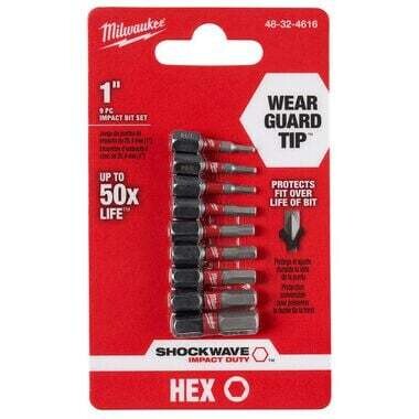 Milwaukee 48-32-4616 Hex 1&quot; Insert Bit Set, 9-Pc
