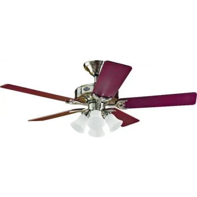Hunter 53064/20183 Brushed Nickel 52&quot; Ceiling Fan w/Maple/Cherry Blades, 5-Blade 4-Light