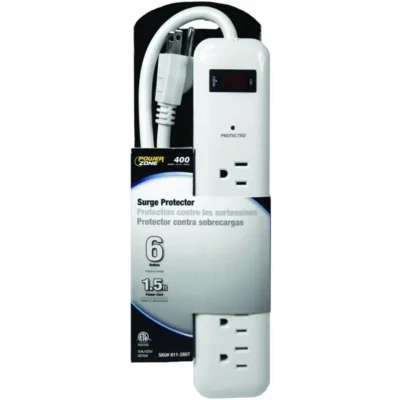 PowerZone OR802013 White Surge Protector Strip, 6-Outlet