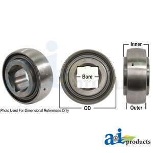 Square Bore Ag Bearing, 1-1/8&quot;X3.543 Spherical OD