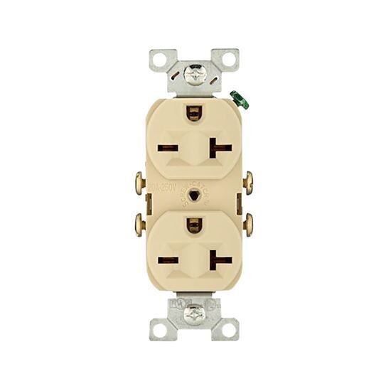 Ivory Duplex Receptacle, 20A 250V NEMA 6-20R