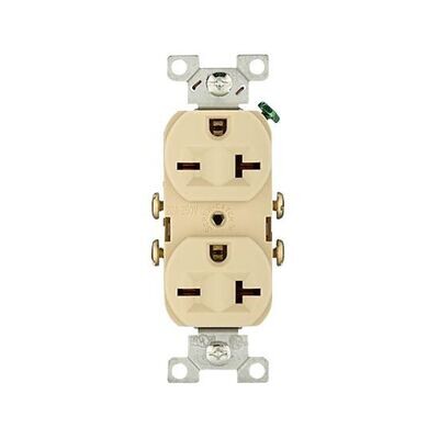Ivory Duplex Receptacle, 20A 250V NEMA 6-20R