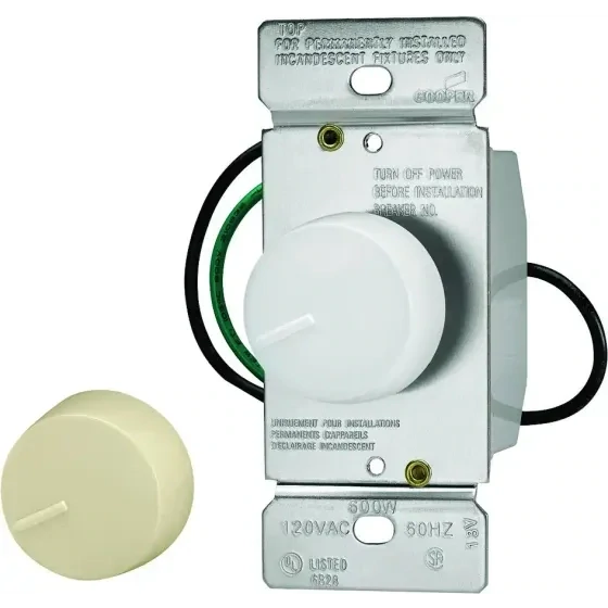 Eaton RI06P-VW-K2 Ivory/White 3-Way Rotary Dimmer Switch