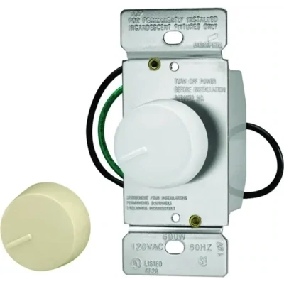 Eaton RI06P-VW-K2 Ivory/White 3-Way Rotary Dimmer Switch