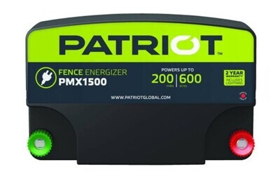 Patriot PMX1500 Fence Charger, 12J Output, 600 Acres/200 Miles, 110V