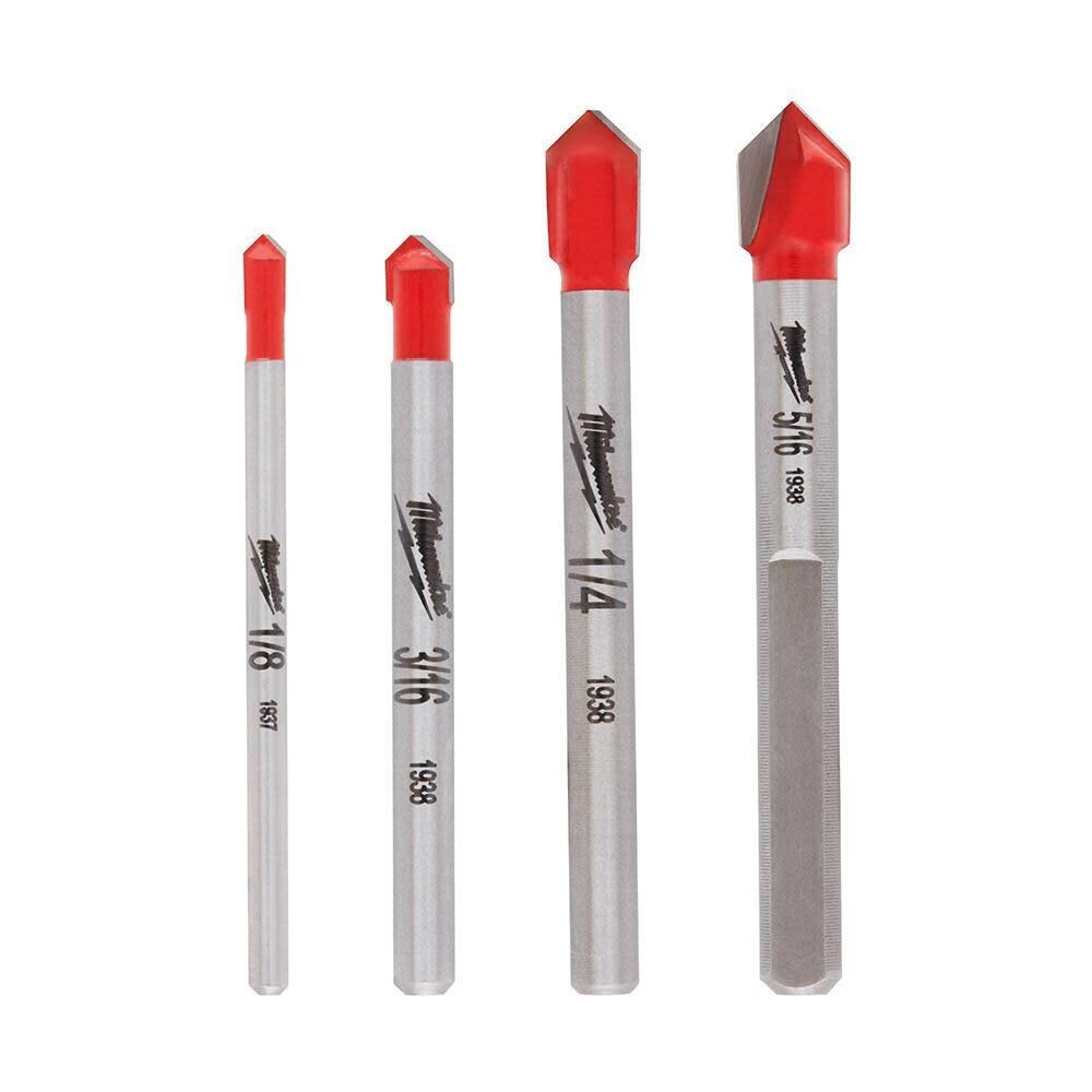 Milwaukee 48-20-8988 4-Piece Glass &amp; Tile Drill Bit Set