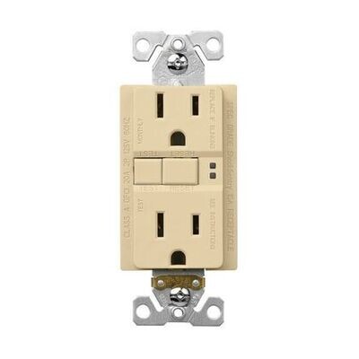 Eaton SGF15V Ivory Duplex GFCI Receptacle, 15A 125V
