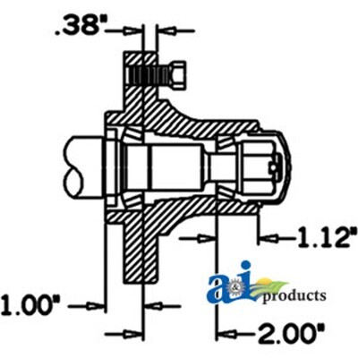Hub And Spindle Assy, 4-Stud, 1500Lb Capacity
