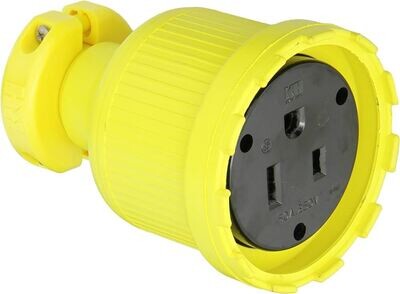 NEMA 6-50C Yellow Rubber Flip Seal Connector w/2-Blades, 1-Pin, 50A (Silo Unloader)