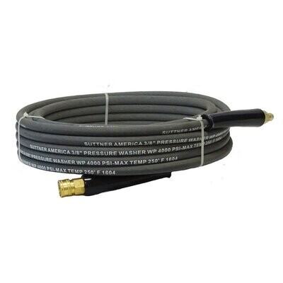 Suttner Gray Pressure Washer Hose w/QC Socket X Plug, 3/8&quot;X50Ft,  -15° - 250° F, 4000Psi