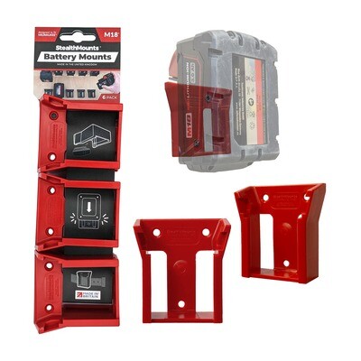 StealthMounts Battery Mounts for Milwaukee M18 Batteries, 6Pk