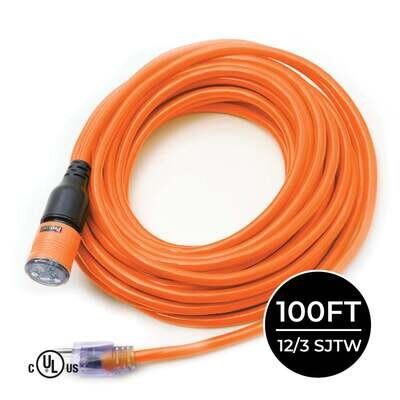 Orange Pro-Lock Extension Cord, 12/3X100&#39;
