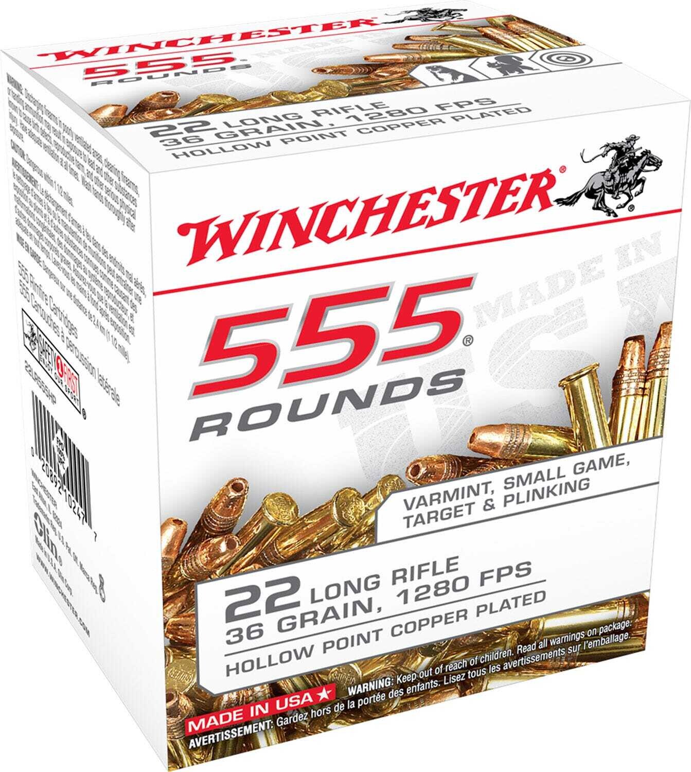 Winchester 22LR555HP ​22LR 36G Ammo, 555Ct