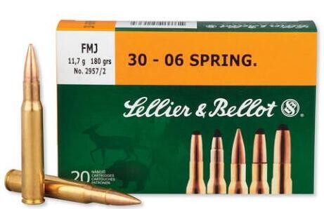 Sellier &amp; Bellot .30-06 Sprg Ammo, 180gr FMJ  2675fps  20Bx