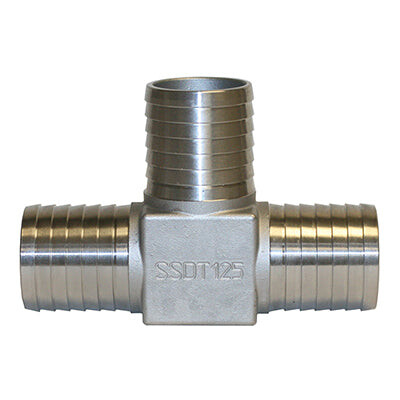 Merrill Mfg Stainless Steel Tee, 1-1/4&quot;X1-1/4&quot;X1-1/4&quot;Barb