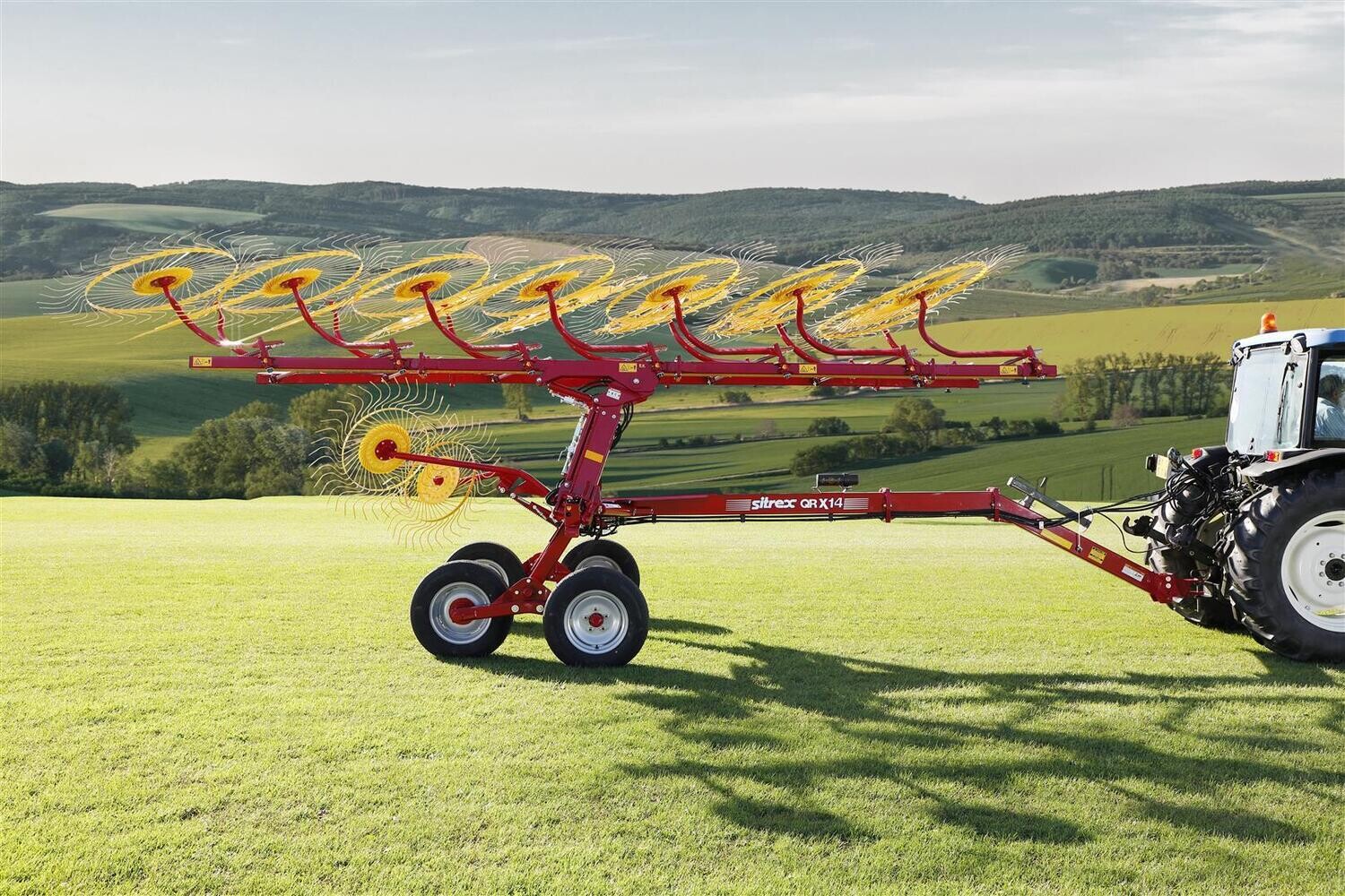 Sitrex High Capacity 28Ft 14-Wheel Hay Rake, 28Ft Working Width, 55&quot; Wheels